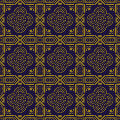 Elegant antique background image of line round cross geometry flower pattern.
