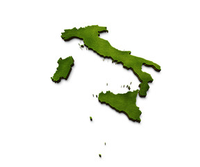 3D Italy Map Grass