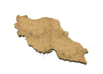 3D Iran Map Dry Earth
