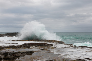 Splashing wave on New Zealand coastline