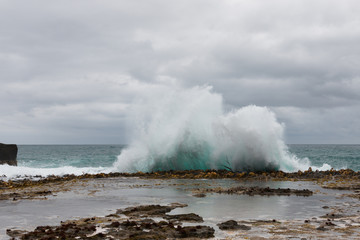 Wave splash, coastline of New Zealand