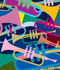 Colorful Abstract Trumpets (Vector Art)