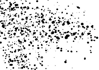 Dust overlay, distress grunge dirty grain vector texture, Simply Grainy grunge black abstract texture effect on a white background. Black ink blow explosion on black background. Paint spray, drop.