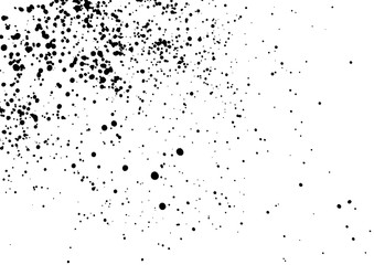 Dust overlay, distress grunge dirty grain vector texture, Simply Grainy grunge black abstract texture effect on a white background. Black ink blow explosion on black background. Paint spray, drop.