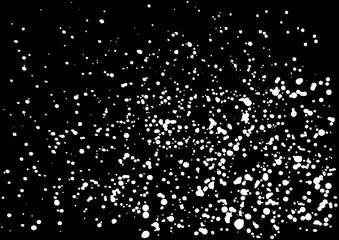 Isolated snowfall, falling snow imitation. Blow snow texture pattern on black background. Winter mood background. Winter weather. Snowstorm, snow with white snowflakes winter background. Windstorm. 