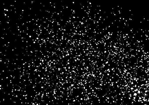 Falling And Blow Snow Texture Pattern On Black Background. Christmas And Winter Holiday Mood Background. Winter Weather Background. Snowstorm, Snow With White Snowflakes Winter And Holiday Background.