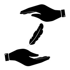 Feather in hand icon