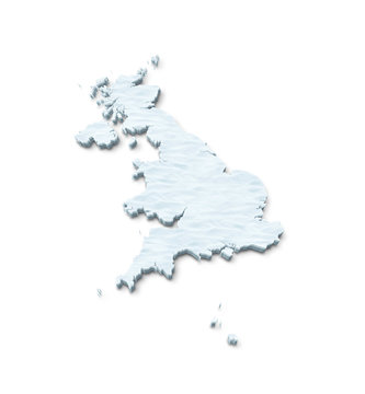 3D Great Britain Map Snow