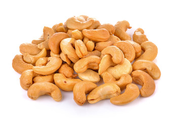 Cashews on white background