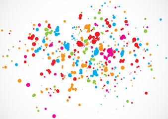 Abstract color splash illustration on white background. Calligraphy ink drop on paper random pattern background in color. Colorful confetti on white background. 