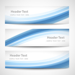 Abstract header blue wave white vector design. card set