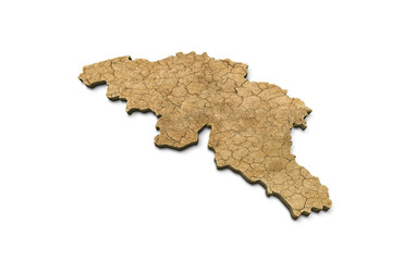 Fototapeta na wymiar 3D Belgium Map Dry Earth