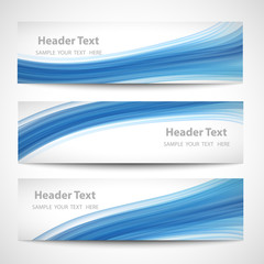 Naklejka premium Abstract header blue wave white vector design. card set