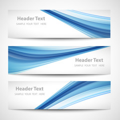 Abstract header blue wave white vector design. card set