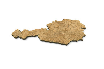 3D Austria Map Dry Earth