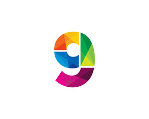 Fototapeta premium Number 9 Color Poly Logo Design