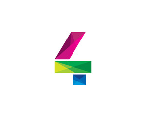 Number 4 Color Poly Logo Design