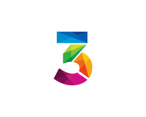 Number 3 Color Poly Logo Design
