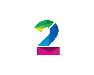 Number 2 Color Poly Logo Design