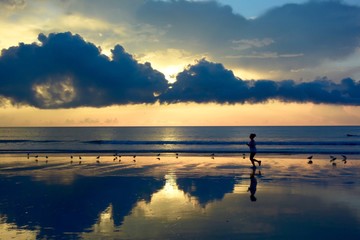 Refection of the cloud and silhouette.