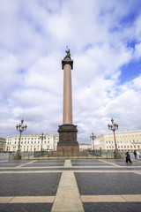 Дворцовая площадь, Александрийская колонна, утро. Санкт-Петербург