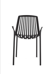 Black Metal Chair on White Background, Rear View