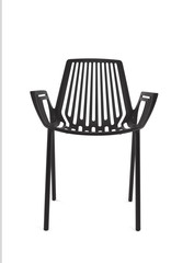 Black Metal Chair on White Background, Front View