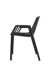 Black Metal Chair on White Background, Side View