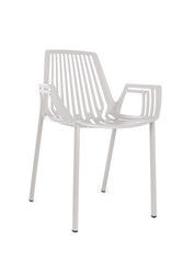 White Metal Chair on White Background, Three Quarter View