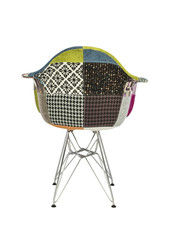 Patchwork Fabric Chair with Metal Legs, Rear View