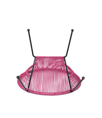 Pink Rattan Outdoor Chair on White Background, Bottom View