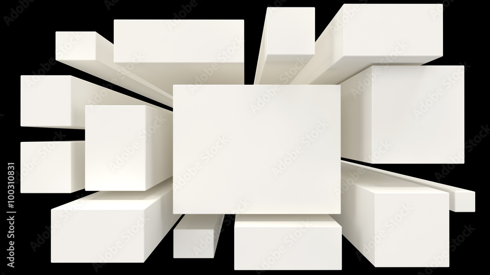 Wall mural white blocks background