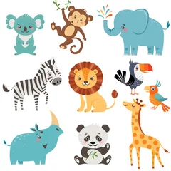 Stickers pour porte Zoo Ensemble d& 39 animaux mignons isolé sur fond blanc
