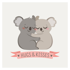 Cute card with loving couple of koalas © fireflamenco