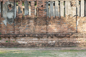 Old wall for background, Wall of Temple in Phra Nakhon Si Ayutthaya, Thailand