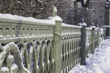 cast iron grill, Saint-Petersburg, Russia, winter photo