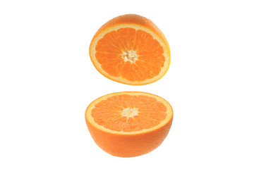 cut orange on the white background