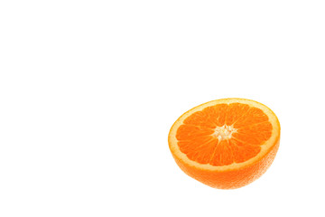 cut orange on the white background
