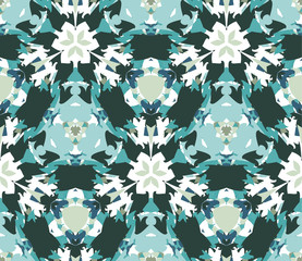 Vintage kaleidoscope seamless pattern. Seamless pattern composed of color abstract elements located on white background. - 100313601