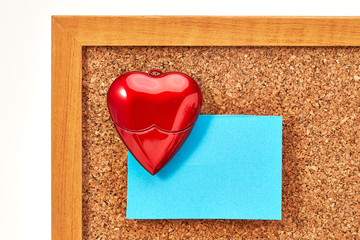Valentine's day red heart and blue empty card