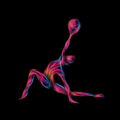 Creative silhouette of gymnastic girl. Art gymnastics with ball