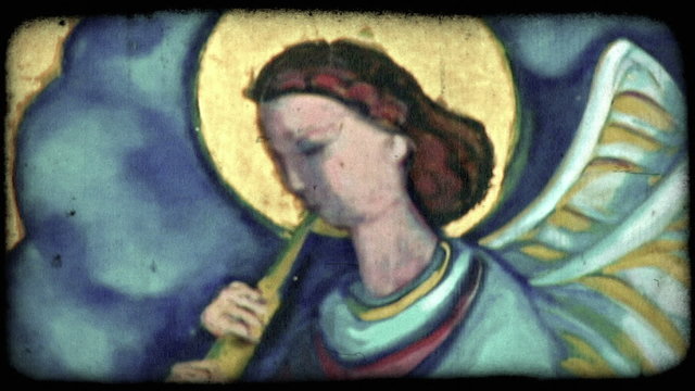Angel painting 1. Vintage stylized video clip.