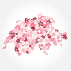 Obraz premium スイス 地図 国 桜