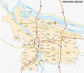 Naklejka premium portland, Oregon road and neighborhood map