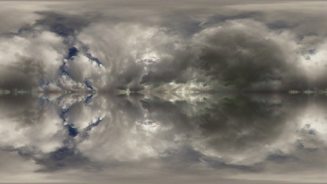A double, horizontal fisheye view of rolling clouds.