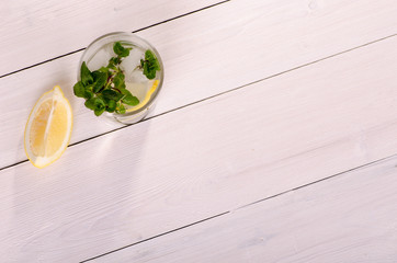 cold drink with mint and lemon