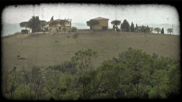 Italian hilltop. Vintage stylized video clip.
