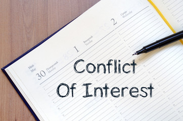 Conflict of interest write on notebook