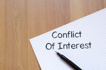 Conflict of interest write on notebook