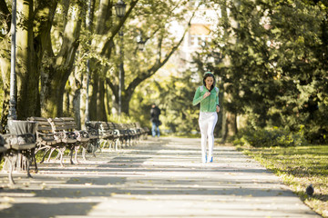 Young woman running in the park
